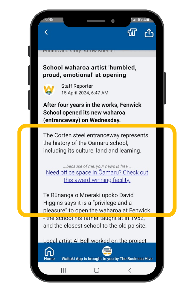 Text-Link Ad in Stories